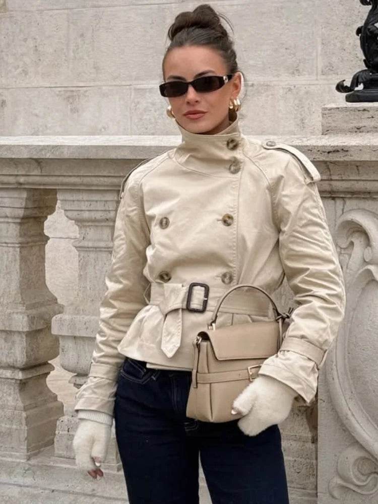 Buy Center Women's Spring Double Breasted Trench Coat - Elegant Office Jacket - Buy Center UK