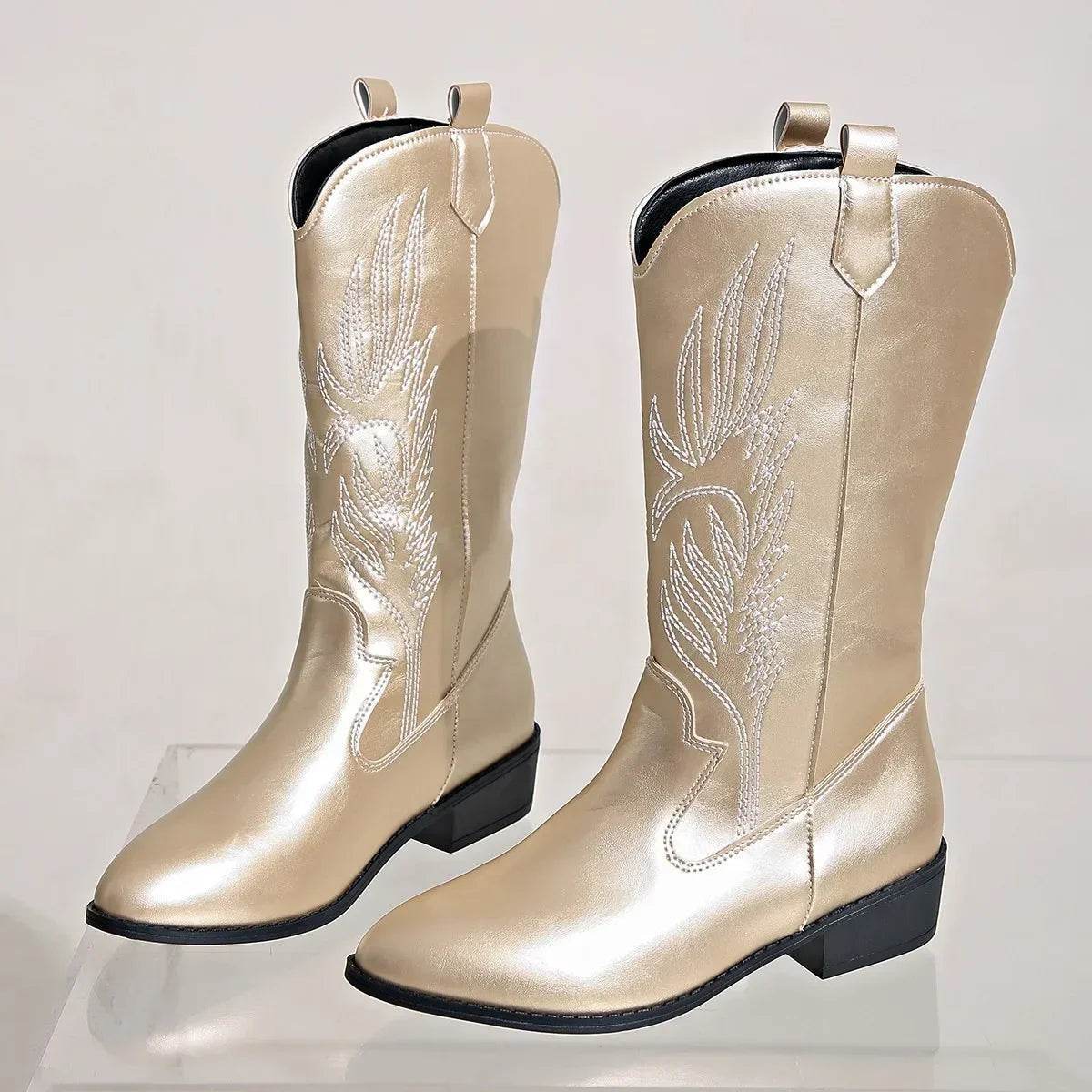 Women's Autumn Winter Slip-On Knight Boots - Thick Sole & Pointed Toe - Buy Center UK