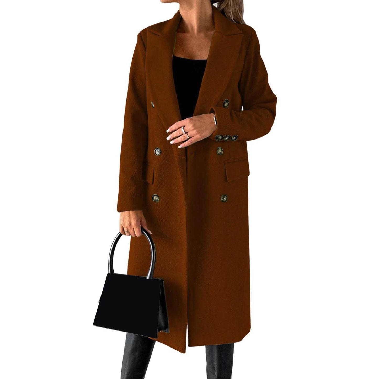 Buy Center Winter Women Overcoat - Double-Breasted Turn-Down Collar - Buy Center UK