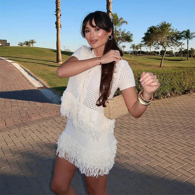 Buy Center Sexy Knit Cardigan Mini Skirt Set - Summer Chic Look - Buy Center UK