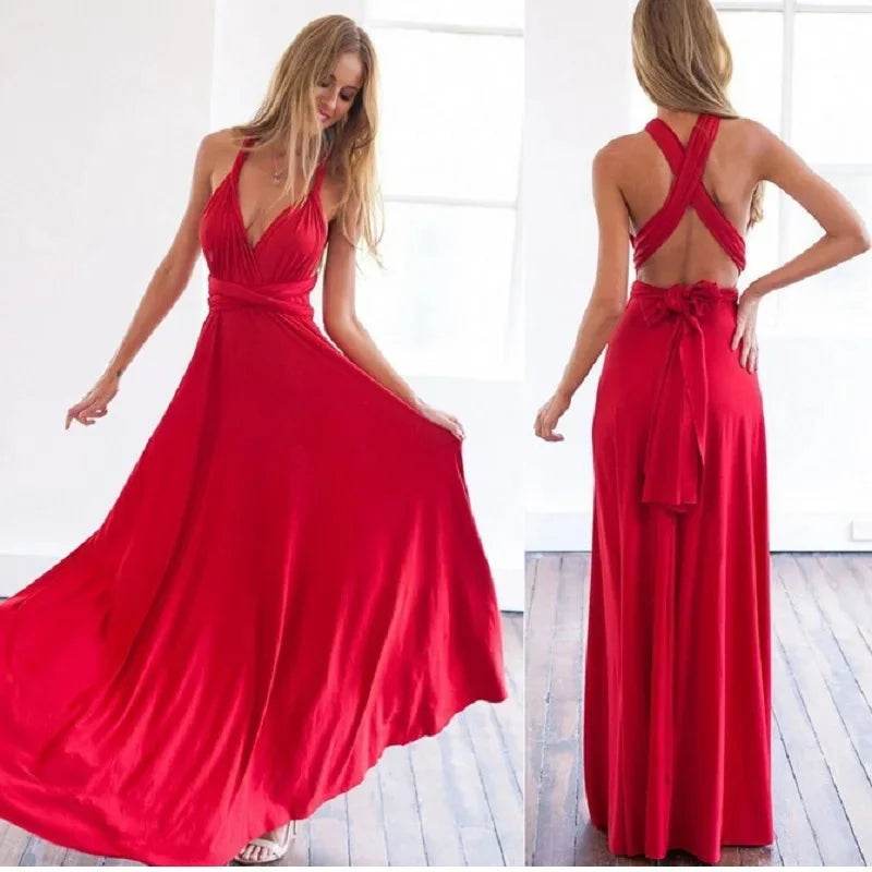 Buy Center Multi-Worn V-Neck Maxi Dress - Elegant Summer Style - Buy Center UK