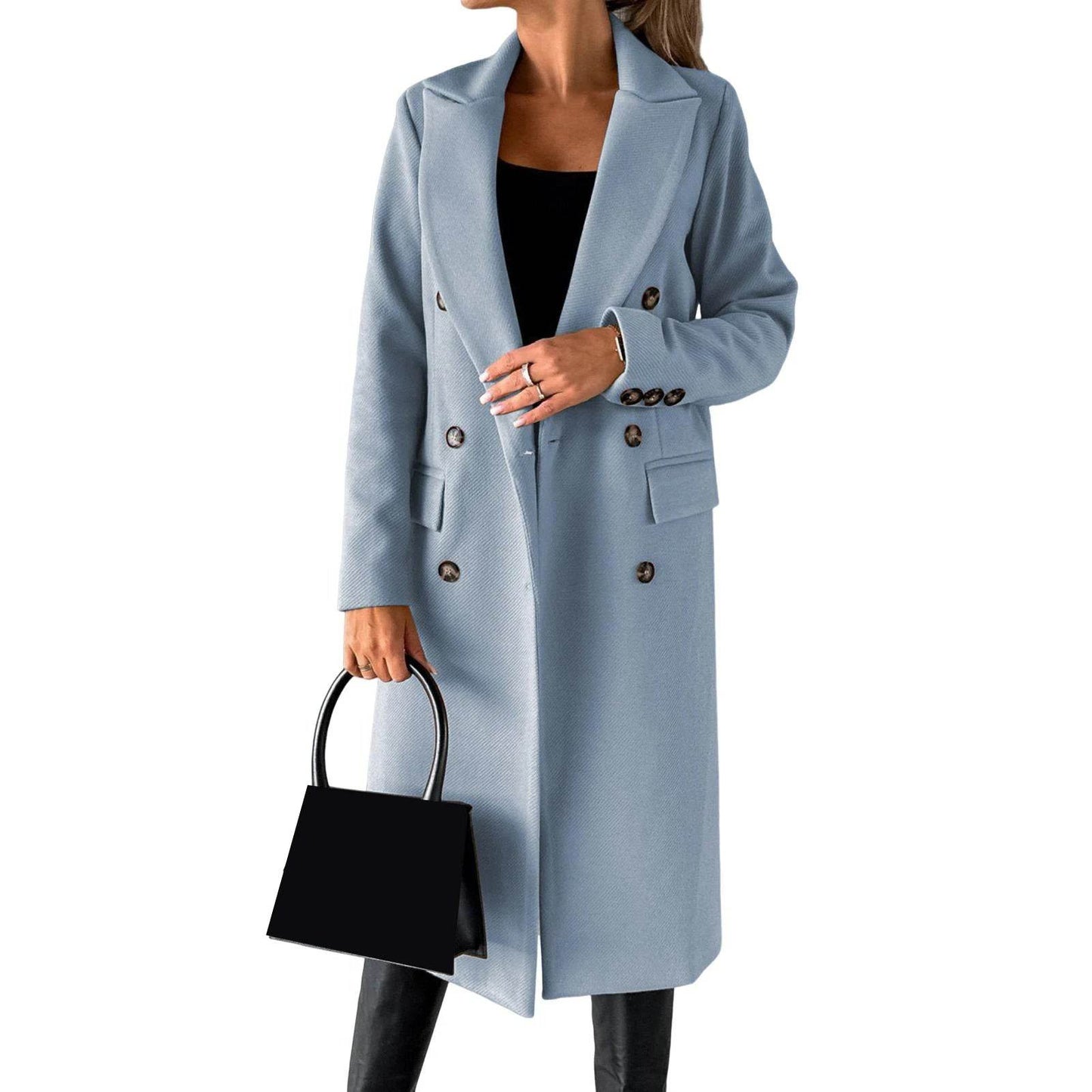 Buy Center Winter Women Overcoat - Double-Breasted Turn-Down Collar - Buy Center UK