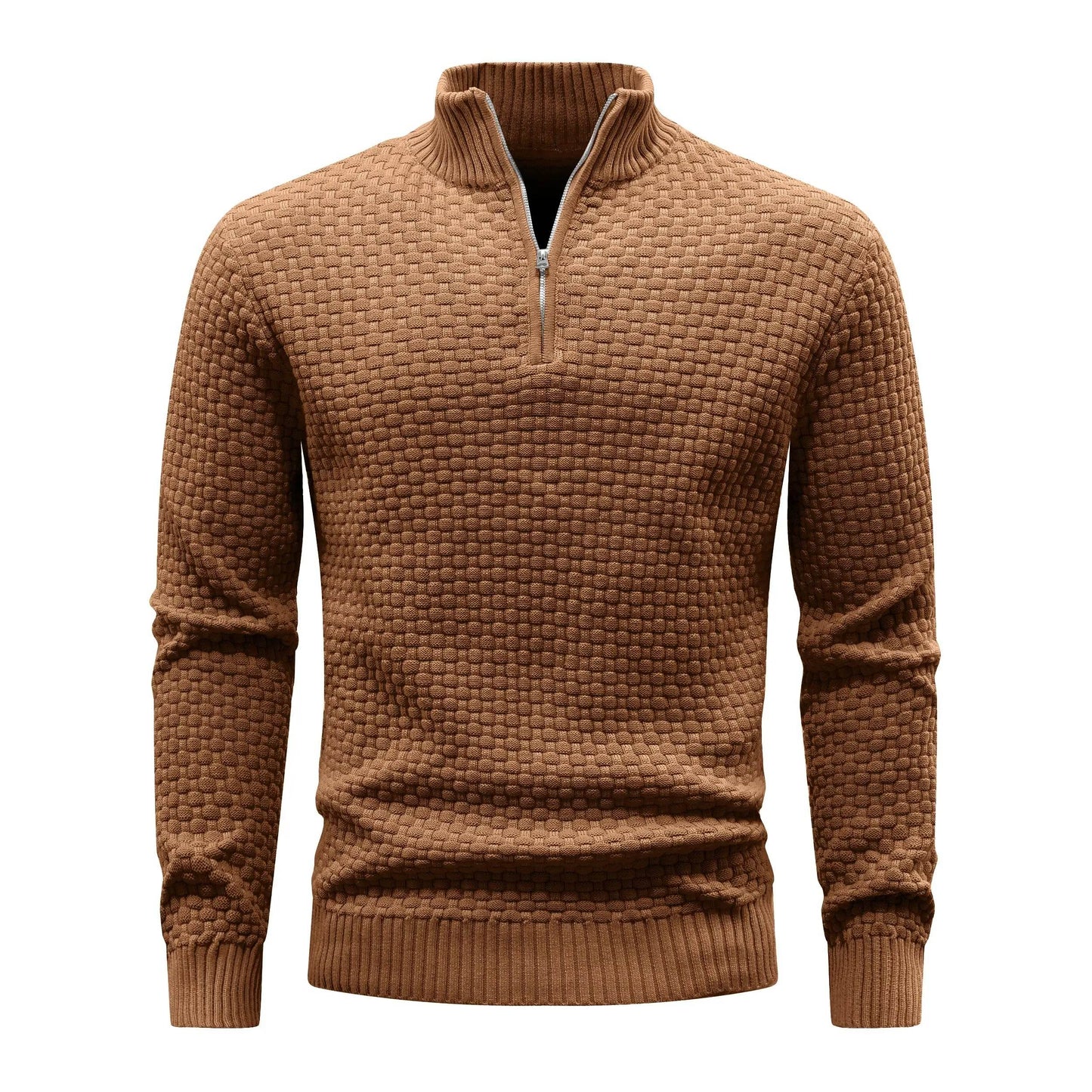 Buy Center Men's Winter Warm Mock Neck Zip Up Sweater - Soft Knit - Buy Center UK