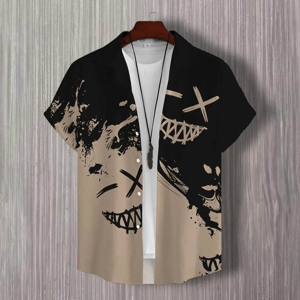 Buy Center 3D Patchwork Print Short Sleeve Shirt - Oversized Hawaiian Style - Buy Center UK