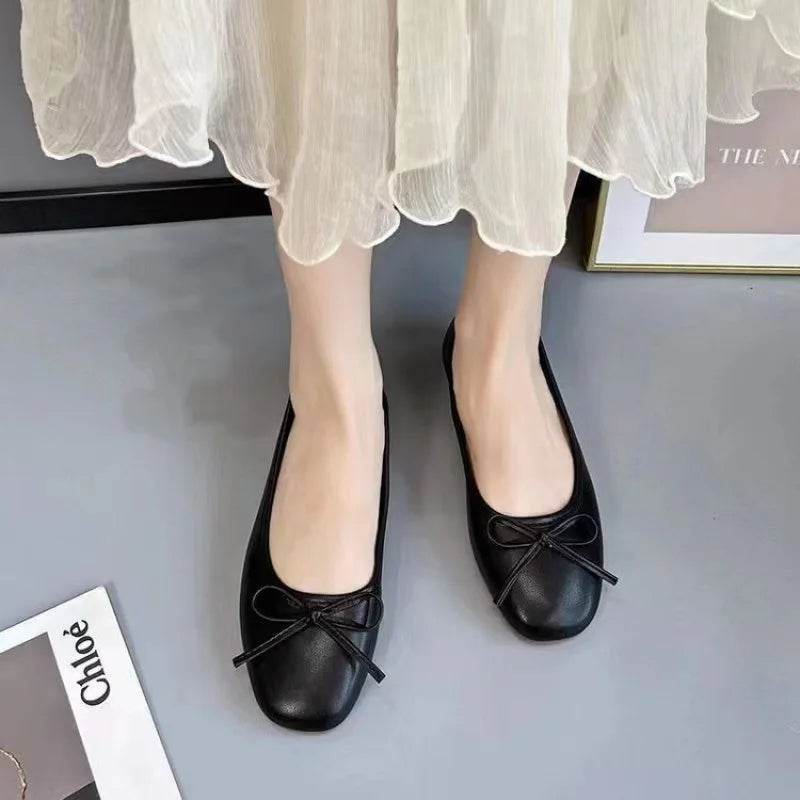 Buy Center Charming Square Toe Flats - Stylish Bowknot Design - Buy Center UK