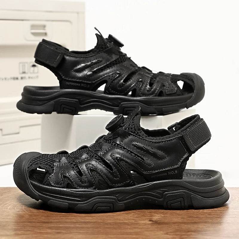 Buy Center Men's Casual Leather Sandals - Comfortable Summer Shoes - Buy Center UK