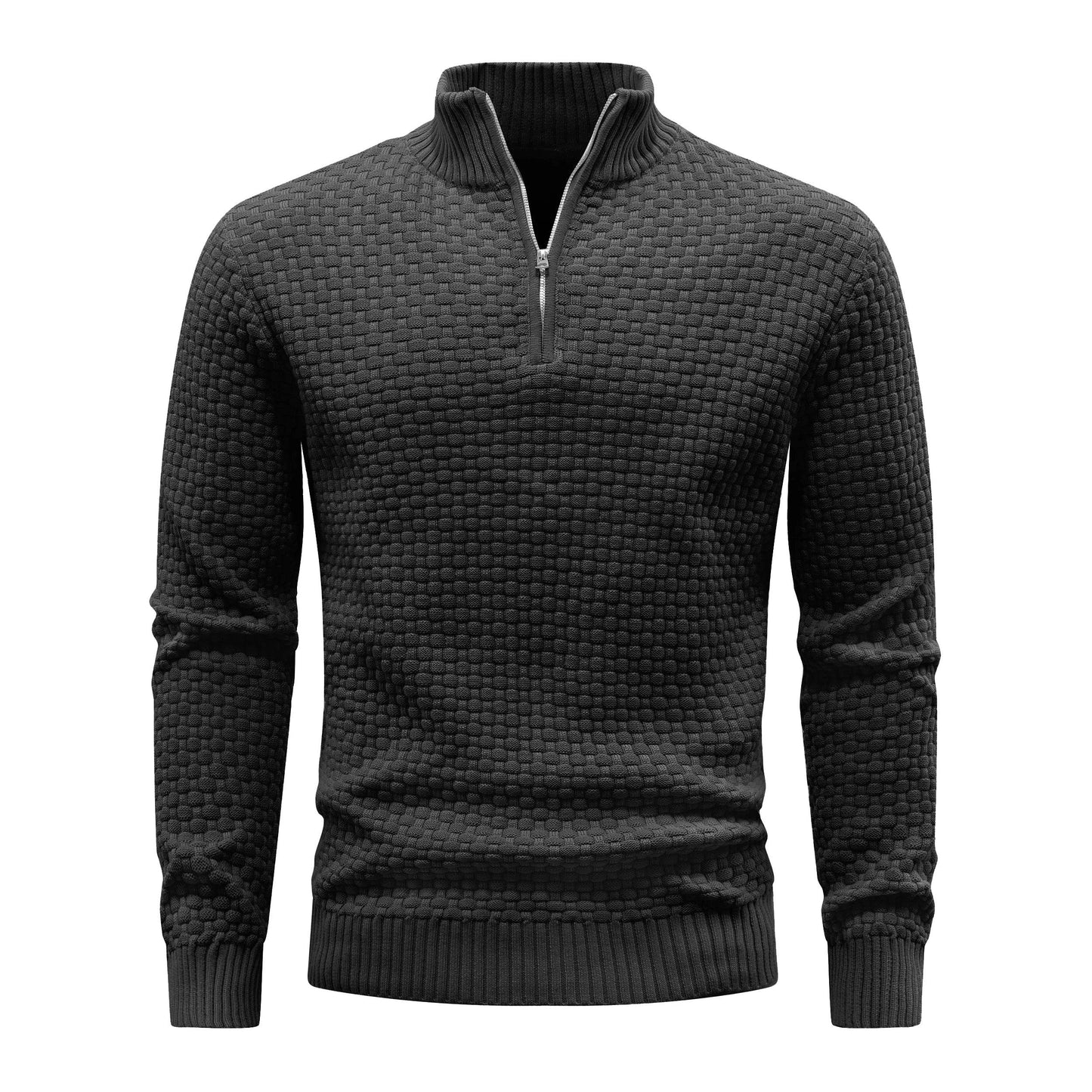 Buy Center Men's Winter Warm Mock Neck Zip Up Sweater - Soft Knit - Buy Center UK
