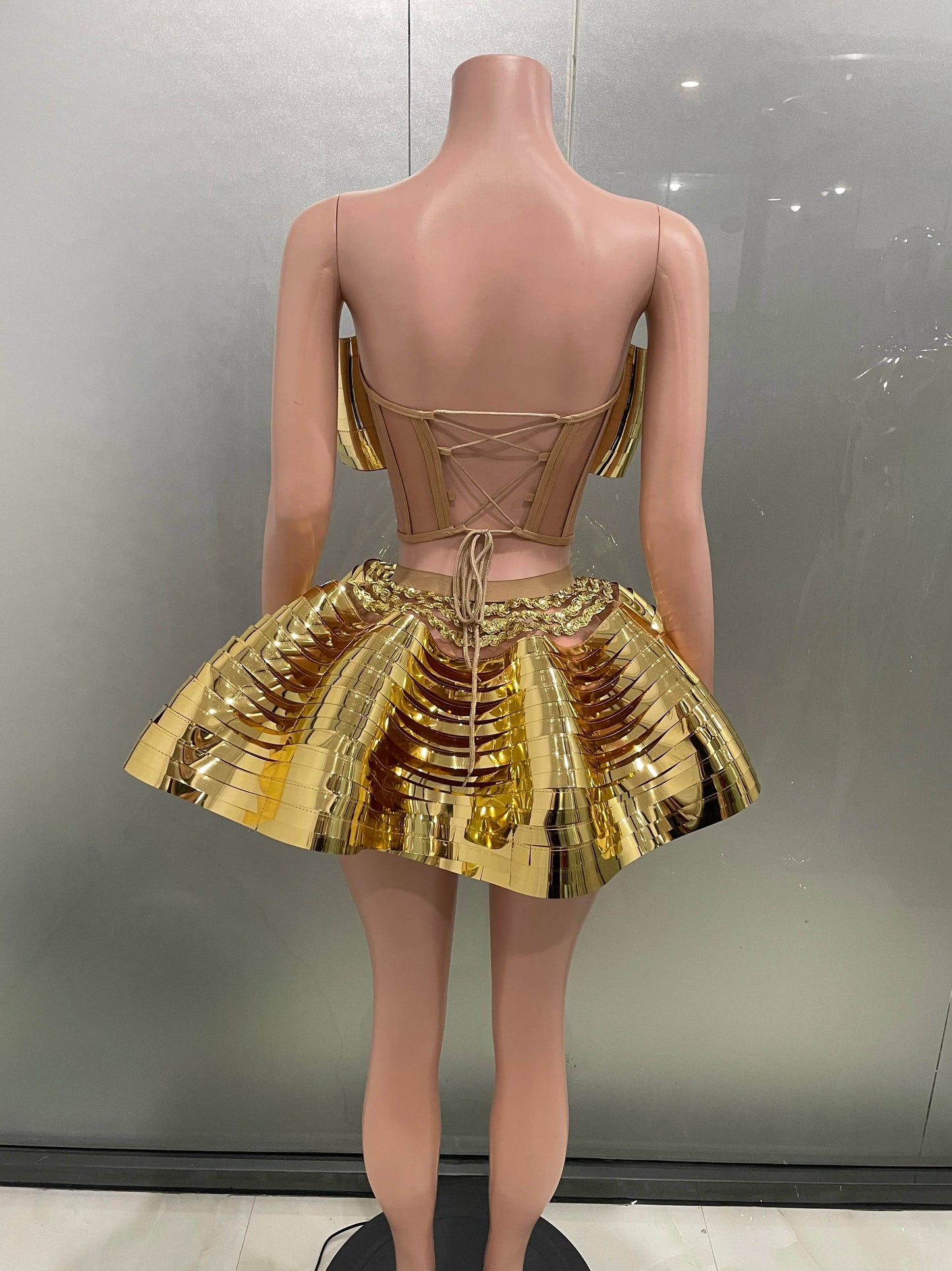 STOCK Silver Sequin Dress Set - Drag Queen Stage Performance Outfit - Buy Center UK