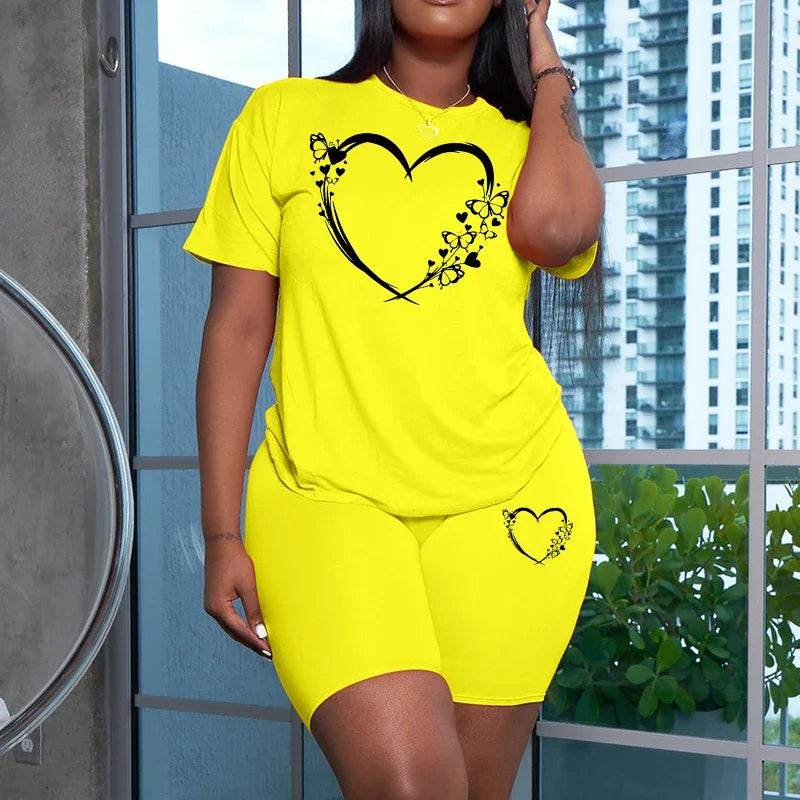 Buy Center Casual Two Piece Sets - Summer O-Neck T-Shirt & Shorts - Buy Center UK