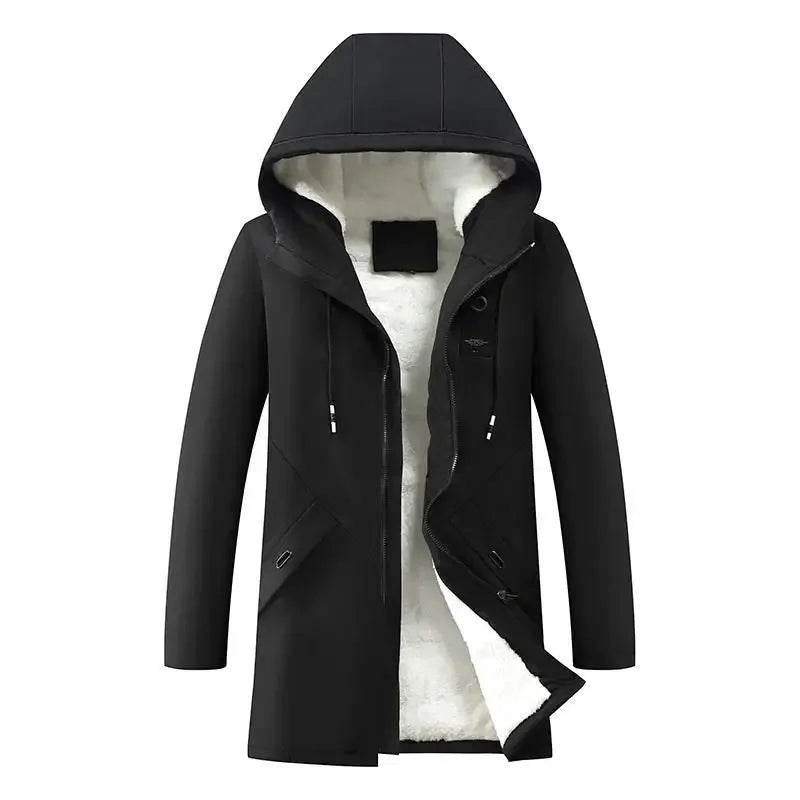 Buy Center Men's Hooded Wool Cotton Coat - Fleece Lined Jacket - Buy Center UK