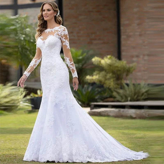 Buy Center Customized Mermaid Lace Wedding Dress - Full Sleeves 2025 - Buy Center UK