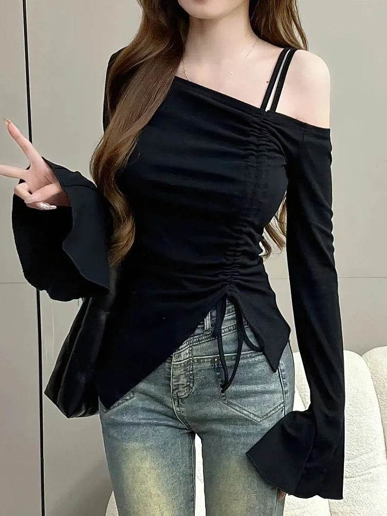 Buy Center Off Shoulder Top - Elegant Long Sleeve White Tee for Women - Buy Center UK