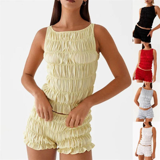 Women’s Summer O-neck Tank Top & Shorts Set - Chic Beach Outfit - Buy Center UK