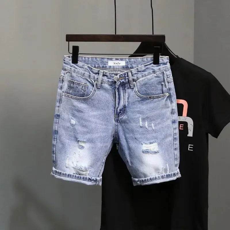Buy Center Trendy Denim Shorts for Men - Korean Hip Hop Style - Buy Center UK