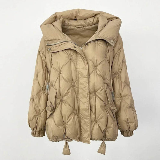Women's Korean Down Jacket 2024 - Loose Fit, Warm Hooded Style - Buy Center UK