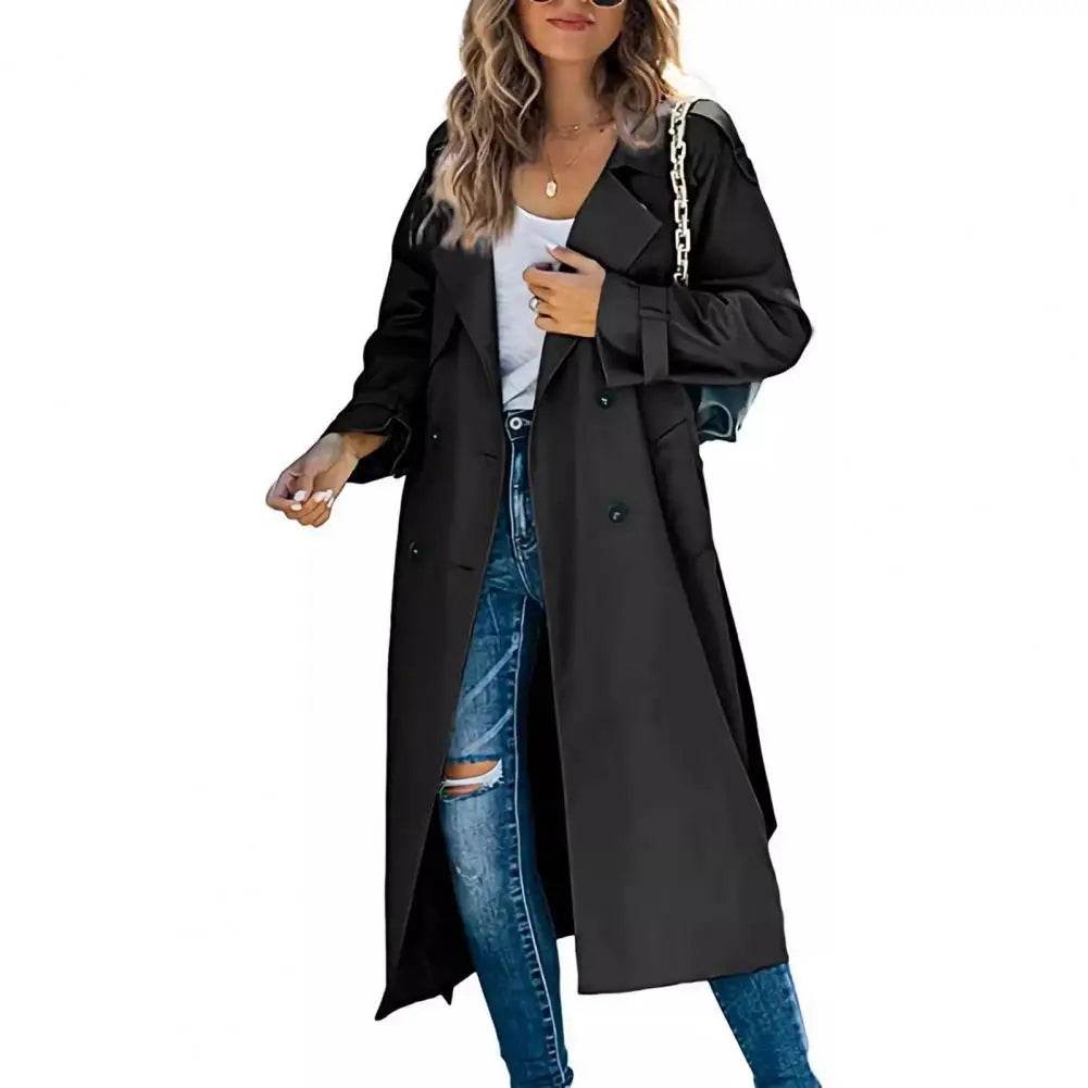 Buy Center Women's Windproof Trench Coat - Double-Breasted, Stylish Outerwear - Buy Center UK