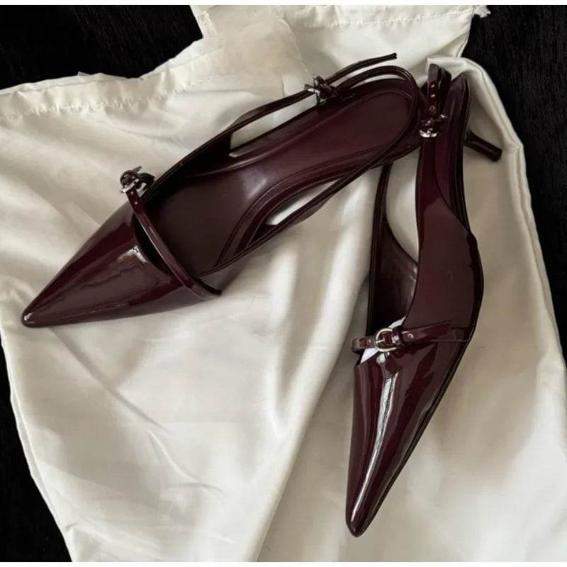 Buy Center Women's Fashion Sandals - Pointed Head, Thin Heels, Buckle - Buy Center UK