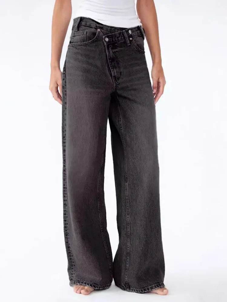 HOUZHOU Women Vintage Wide Leg Jeans - High Waist Aesthetic Fit - Buy Center UK