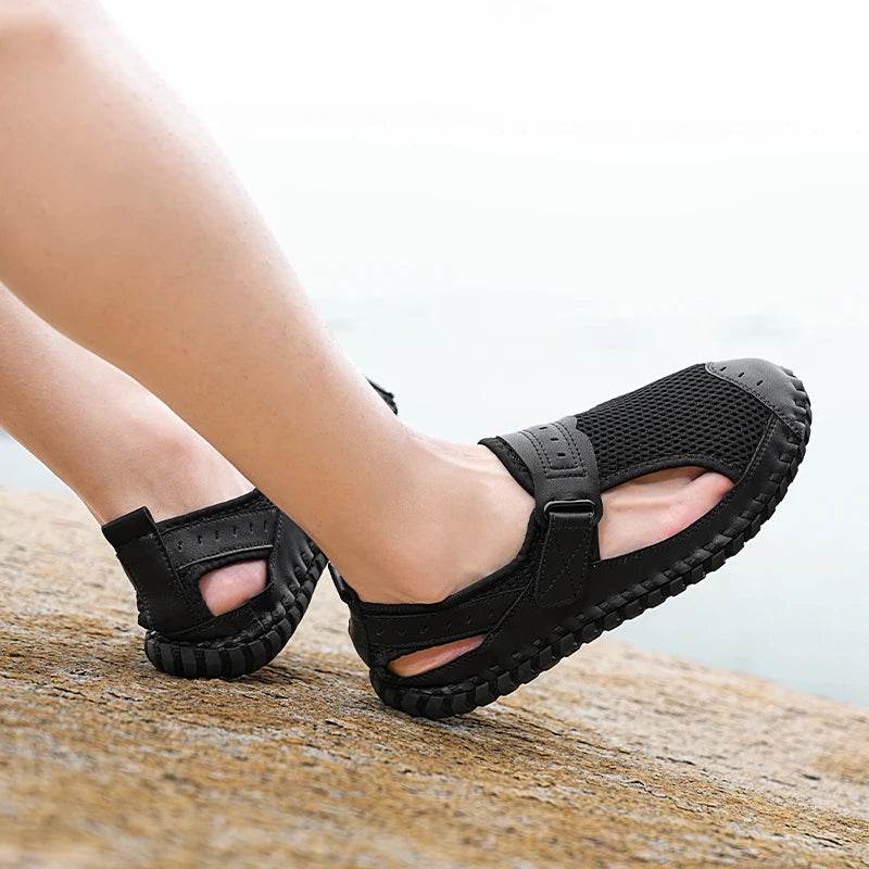 Buy Center Genuine Leather Men’s Sandals - Casual Summer Beach Shoes - Buy Center UK