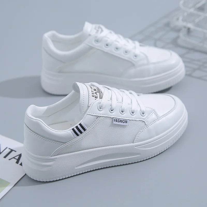 Buy Center Women White Sneakers - Lace-Up, Thick Bottom, Anti-Slip - Buy Center UK