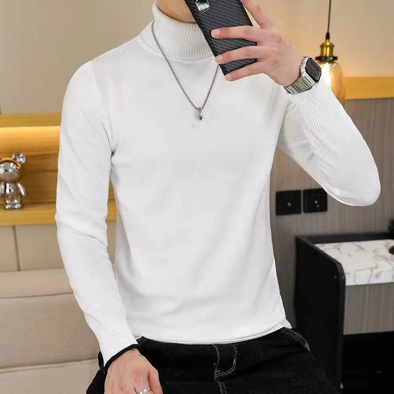 Buy Center Men's Black and White Turtleneck Sweater - Stylish Knit - Buy Center UK