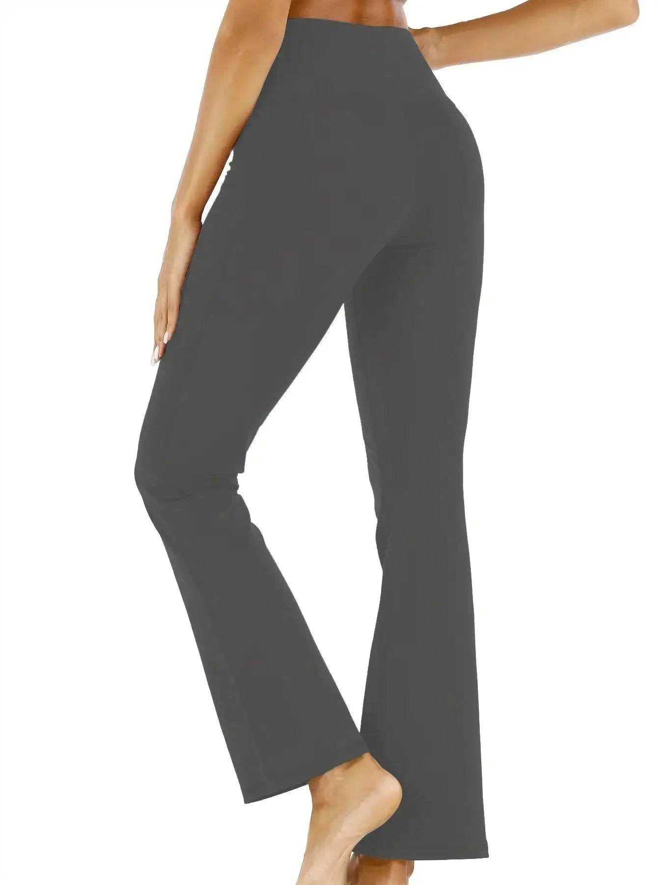 Buy Center Women's High Waist Flared Pants - Pockets & Tummy Tuck - Buy Center UK