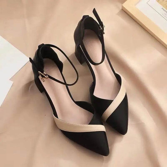 Women's Classic Beige Pointed Toe Pumps - Stylish Square Heel - Buy Center UK