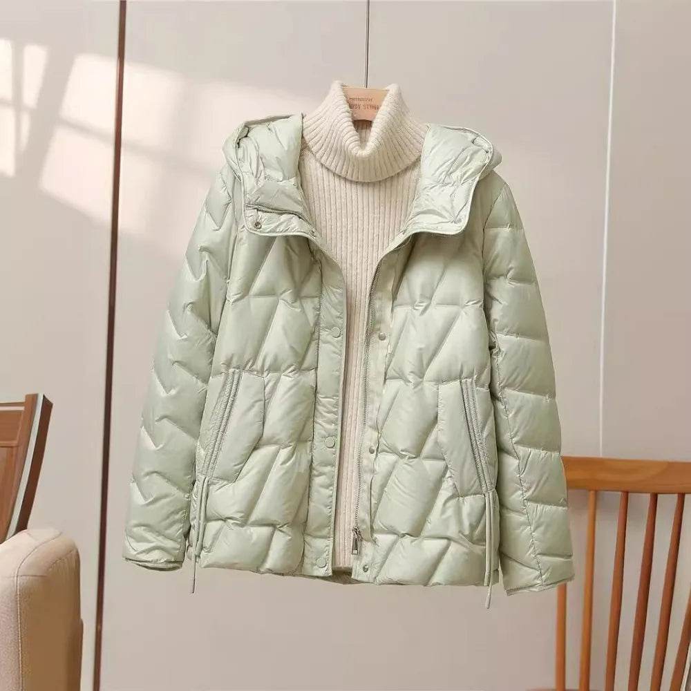 Buy Center Women's Lightweight Down Jacket - Stylish Hooded Puffer Coat - Buy Center UK