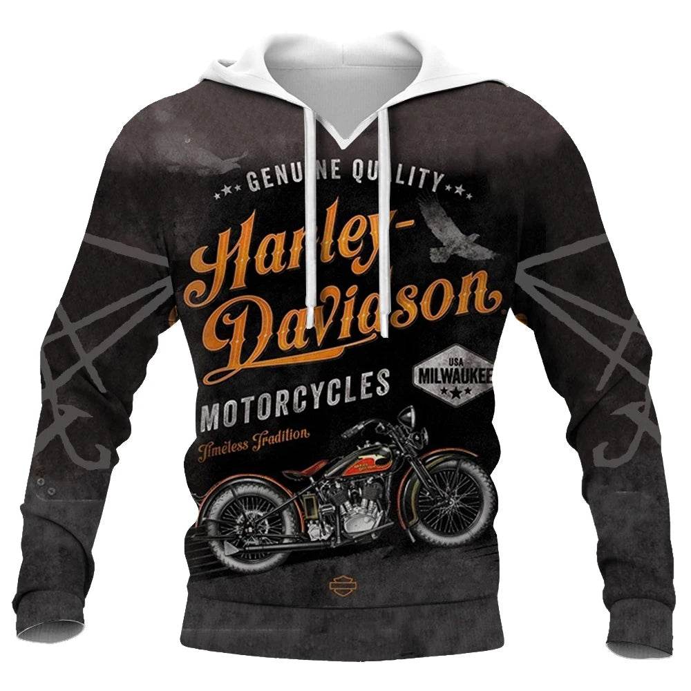 2023 Men's Vogue Skull Motorcycle Hoodie - Loose Fit, 3D Printed - Buy Center UK
