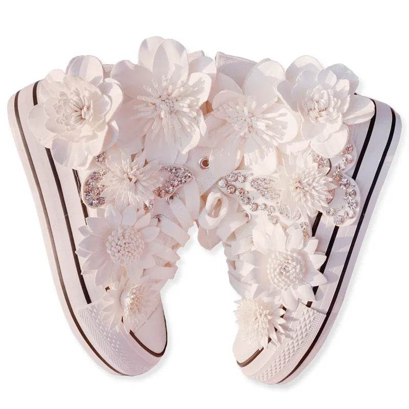 Buy Center Women's High-Top Canvas Shoes - Elegant Floral Design - Buy Center UK