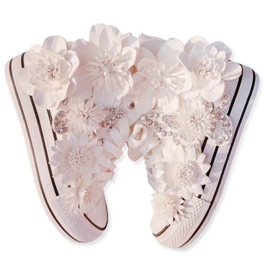 Buy Center Women's High-Top Canvas Shoes - Elegant Floral Design - Buy Center UK