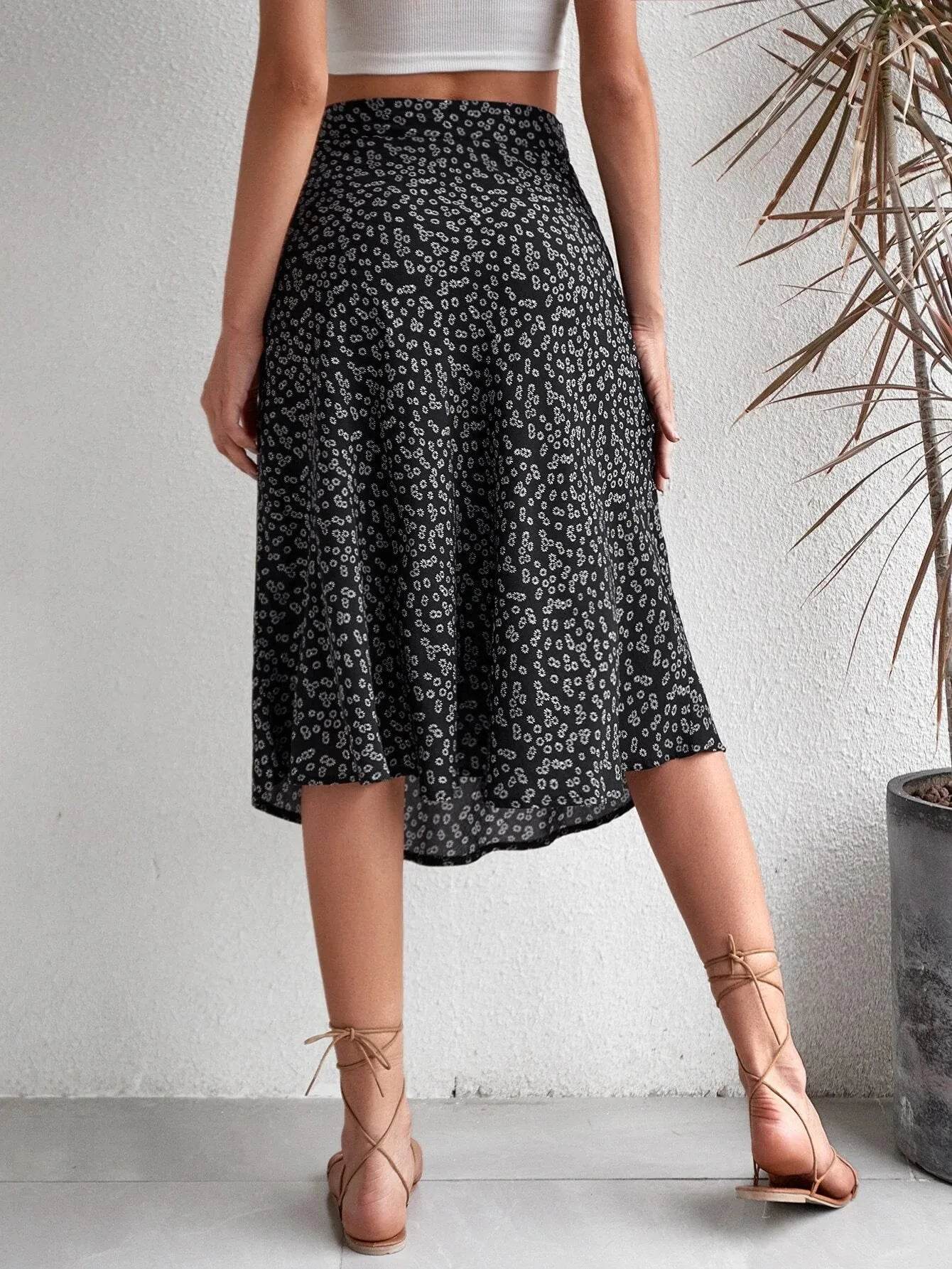 Buy Center Women's Floral A-Line Skirt - Versatile Zipper Design - Buy Center UK