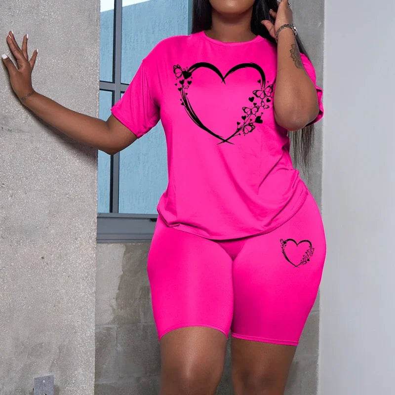 Buy Center Casual Two Piece Sets - Summer O-Neck T-Shirt & Shorts - Buy Center UK