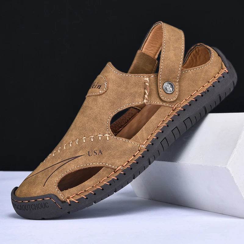 Buy Center Men’s Handmade Summer Sandals - Breathable Leather, Casual Style - Buy Center UK