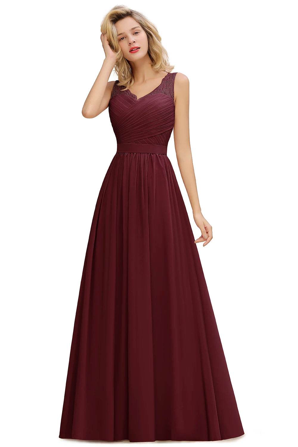 Elegant A-Line Bridesmaid Dress - Chiffon Lace Evening Gown - Buy Center UK