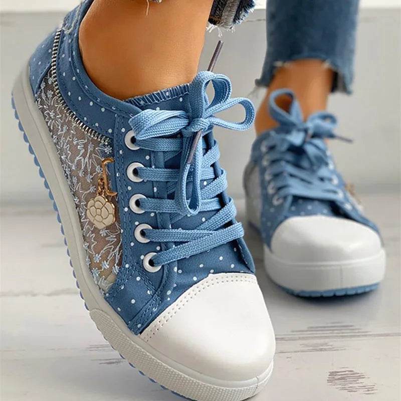 Buy Center Women's Summer Casual Shoes - Breathable Cutout Canvas Sneakers - Buy Center UK