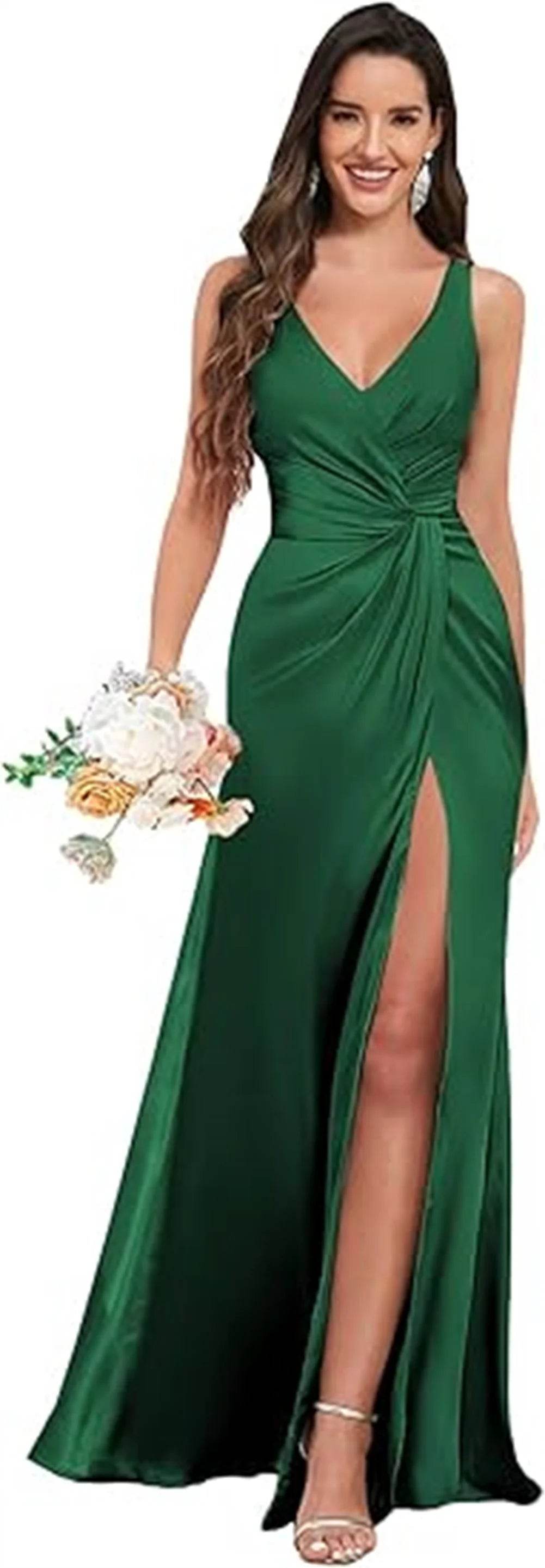 Customized Mermaid Satin Bridesmaid Dresses - Elegant V-Neck Design - Buy Center UK