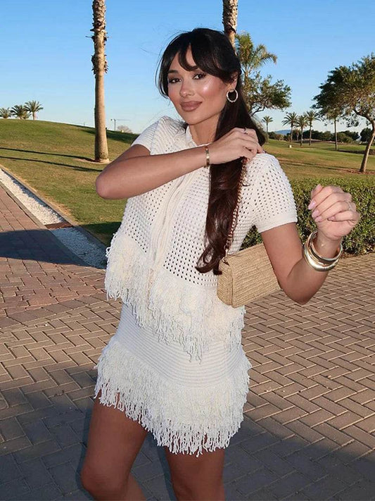 Buy Center Sexy Knit Cardigan Mini Skirt Set - Summer Chic Look - Buy Center UK