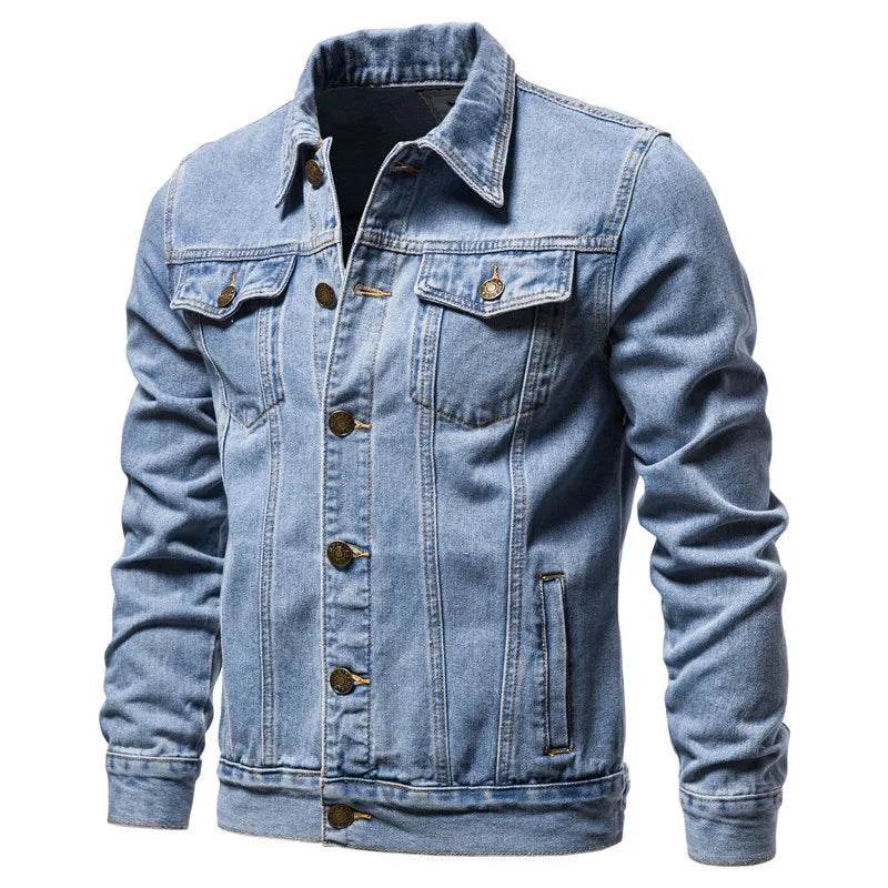 Buy Center Men’s Denim Coat - Casual Autumn Jacket, Turn Down Collar - Buy Center UK