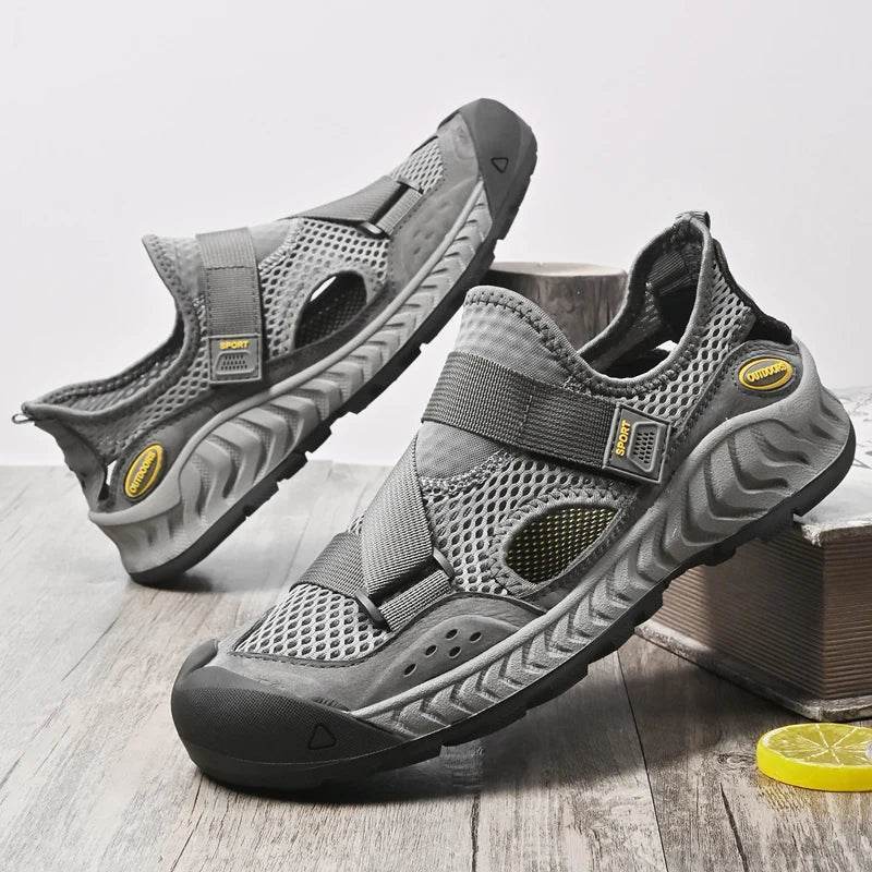 Buy Center Men's Genuine Leather Sandals - Casual Outdoor Beach Shoes - Buy Center UK