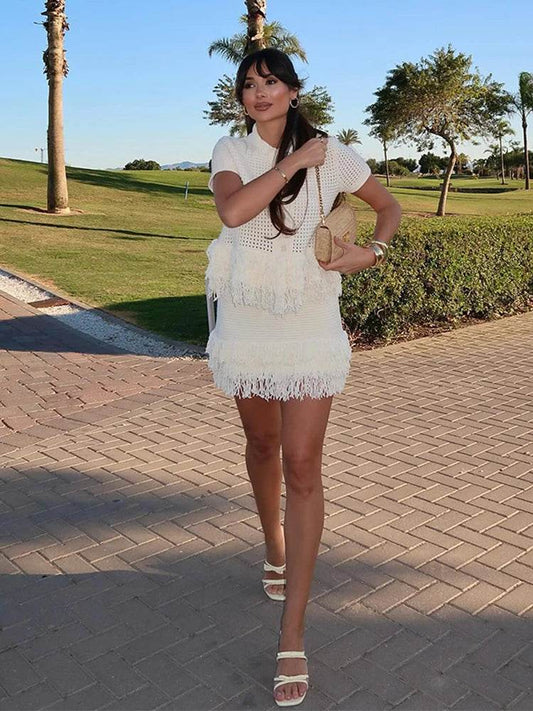 Buy Center Sexy Knit Cardigan Mini Skirt Set - Summer Chic Look - Buy Center UK