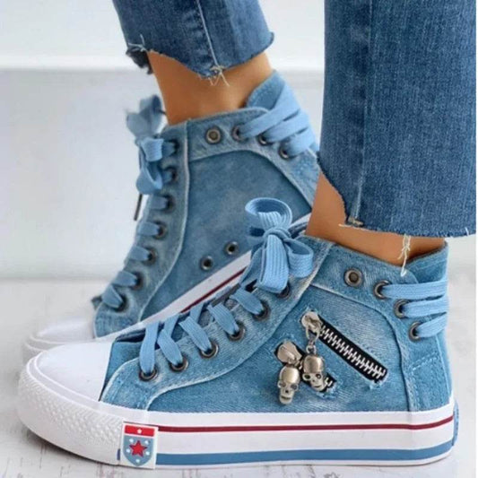 Buy Center Women's High Top Sneakers - Stylish Denim Casual Footwear - Buy Center UK