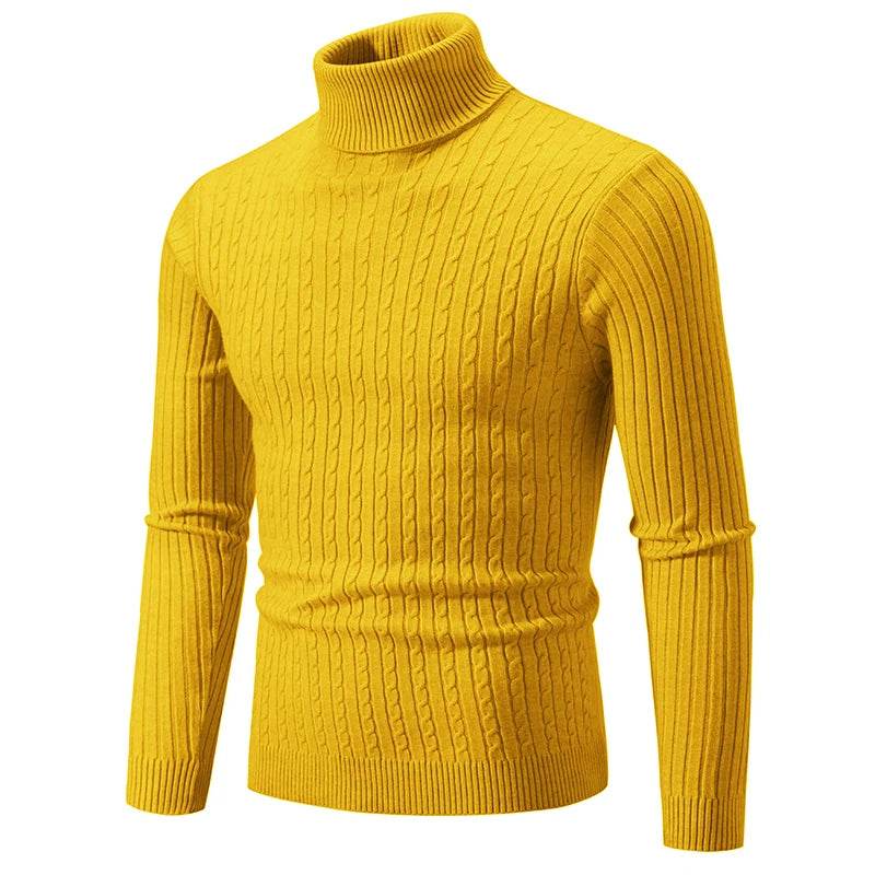 New Autumn Men's Jacquard Sweater - Cozy High Neck Turtleneck Pullover - Buy Center UK