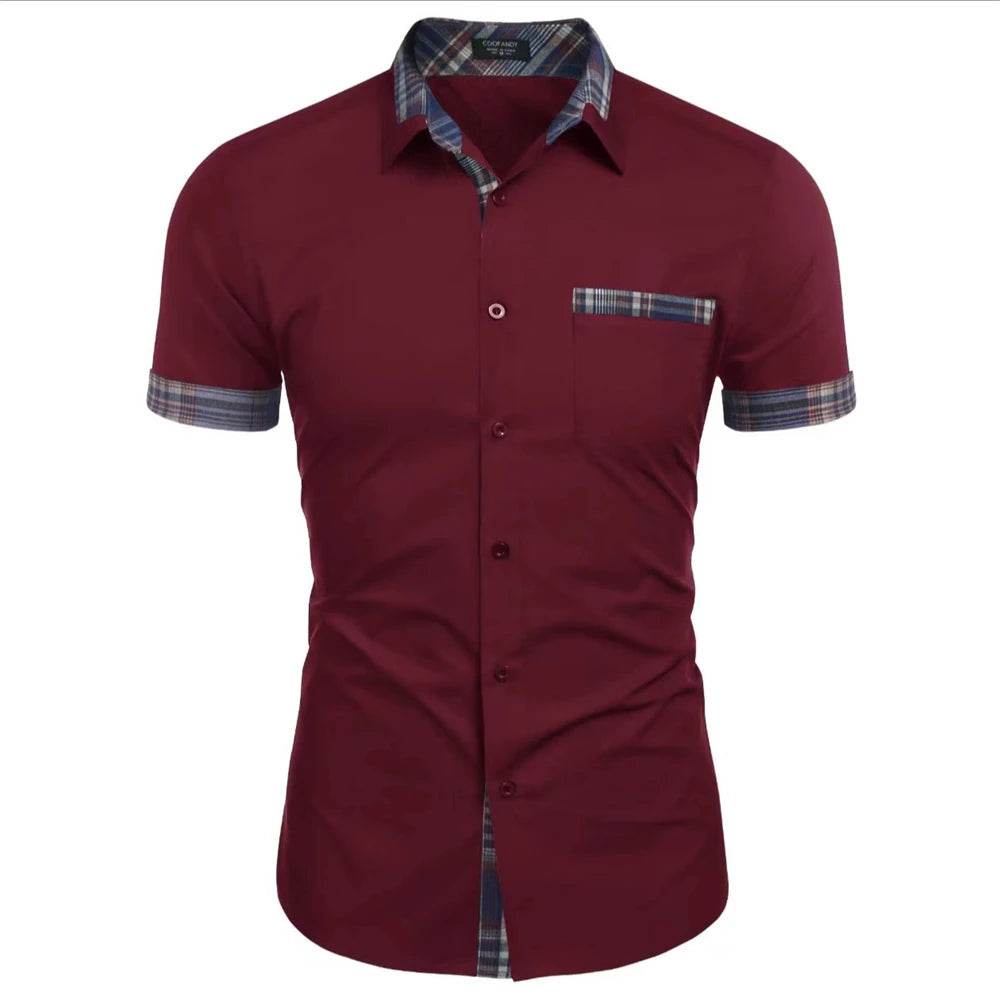 Buy Center Men's Summer Hawaiian Ice Silk Shirt - Casual Patchwork Design - Buy Center UK