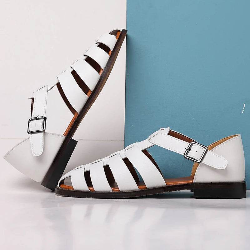 Buy Center Men's Leather Roman Sandals - Casual Beach Comfort - Buy Center UK