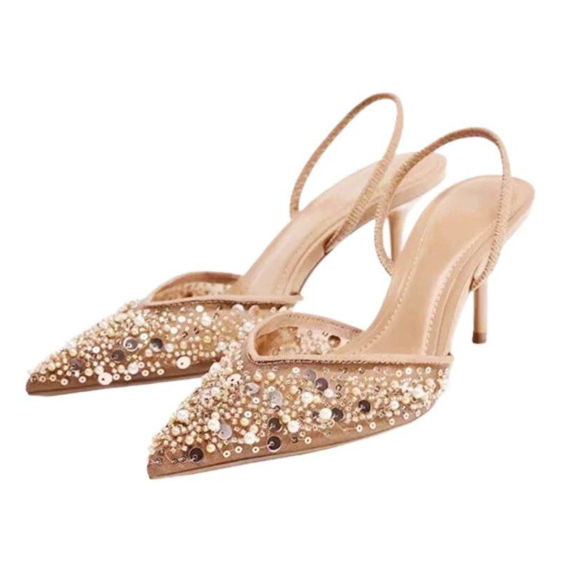 Buy Center Luxury Designer Bling Heels - Pointy Toe, Elegant Slingbacks - Buy Center UK