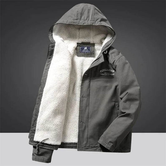 Buy Center Men's Fleece Bomber Jacket - Warm Hooded Winter Coat - Buy Center UK