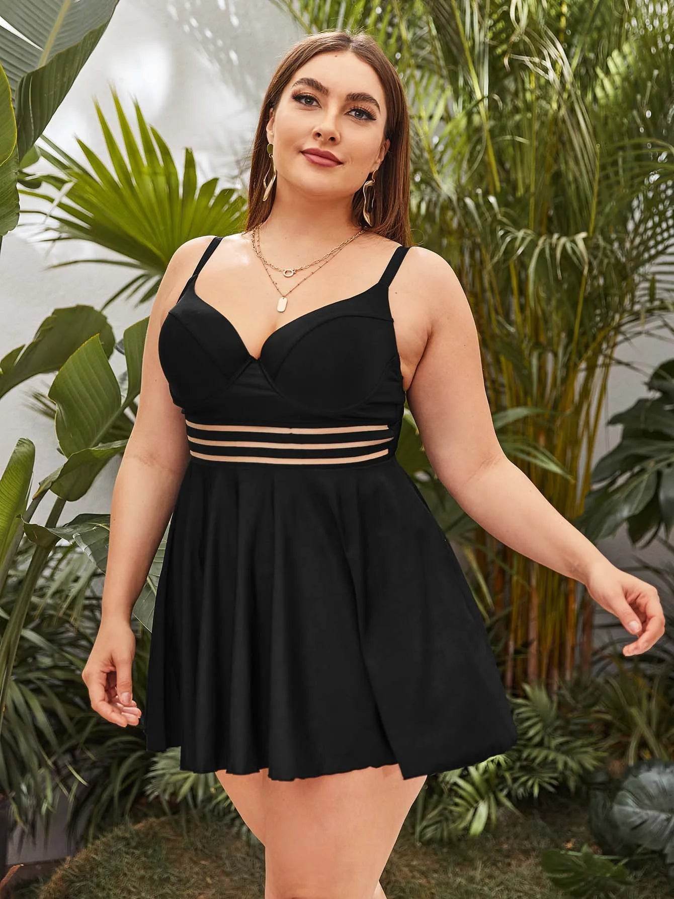 Buy Center 4XL Plus Size One Piece Swimwear - Elegant High Waist Bikini - Buy Center UK