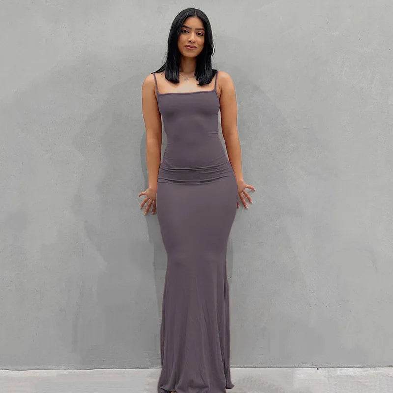 2024 Solid Color Slim Slip Dress - Women's High Step Elegance - Buy Center UK