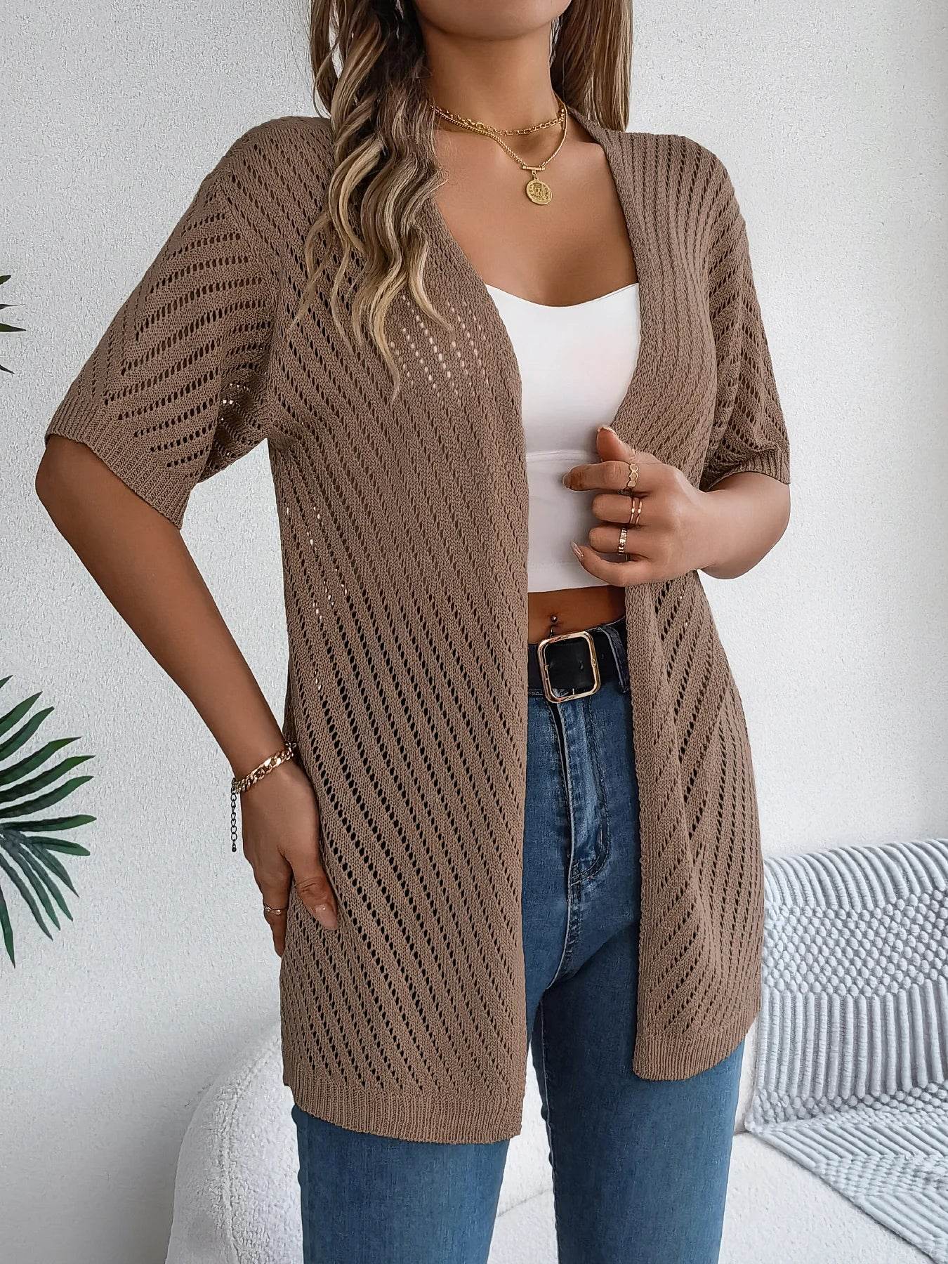 Buy Center Spring Summer Knitted Cardigan - Casual Hollow Out Fit - Buy Center UK